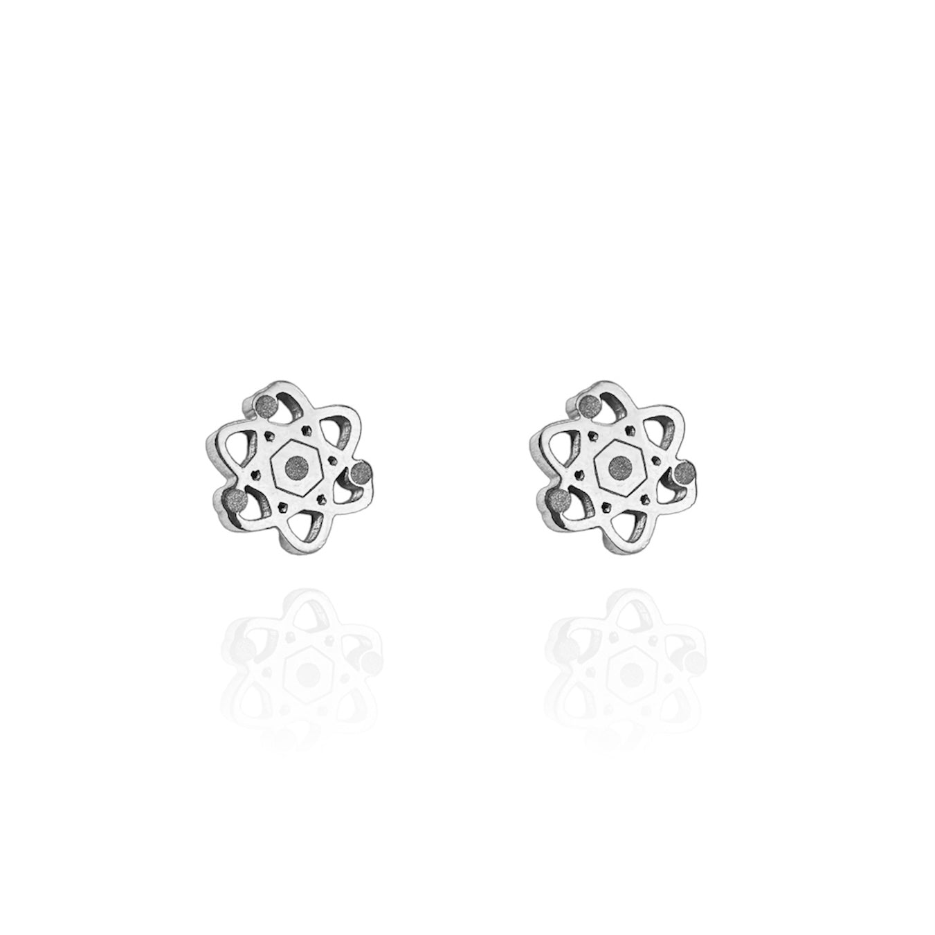 Atom Earring Studs Silver