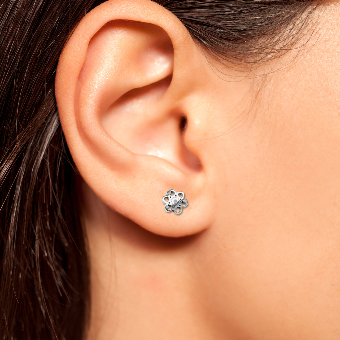 Atom Earring Studs Silver