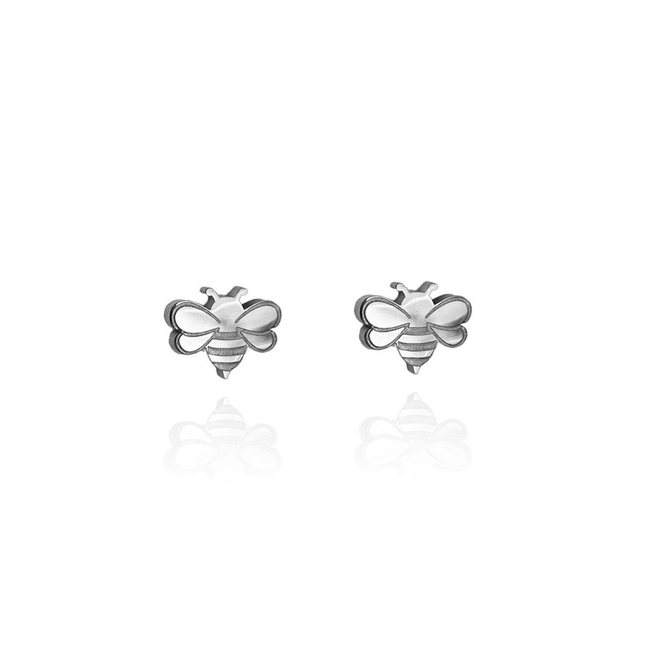 Bee Earring Studs Silver