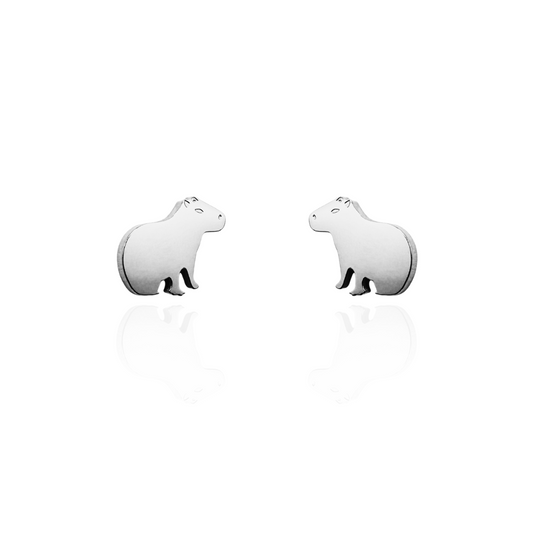 Capybara Earring Studs Silver
