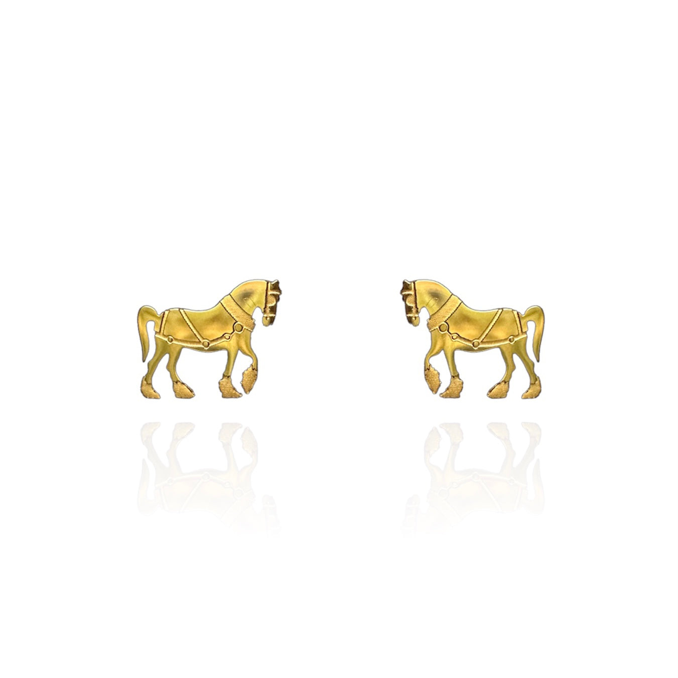 Clydesdale Horse Earring Studs Gold