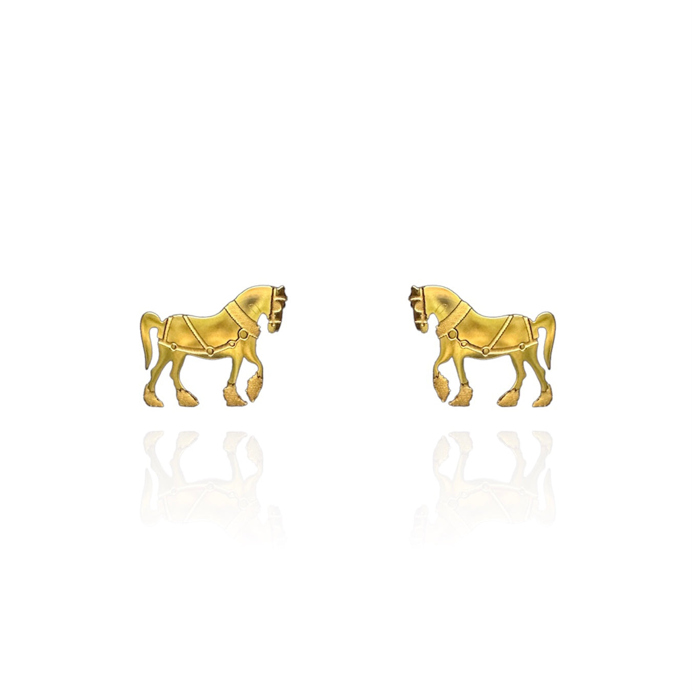 Clydesdale Horse Earrings Gold