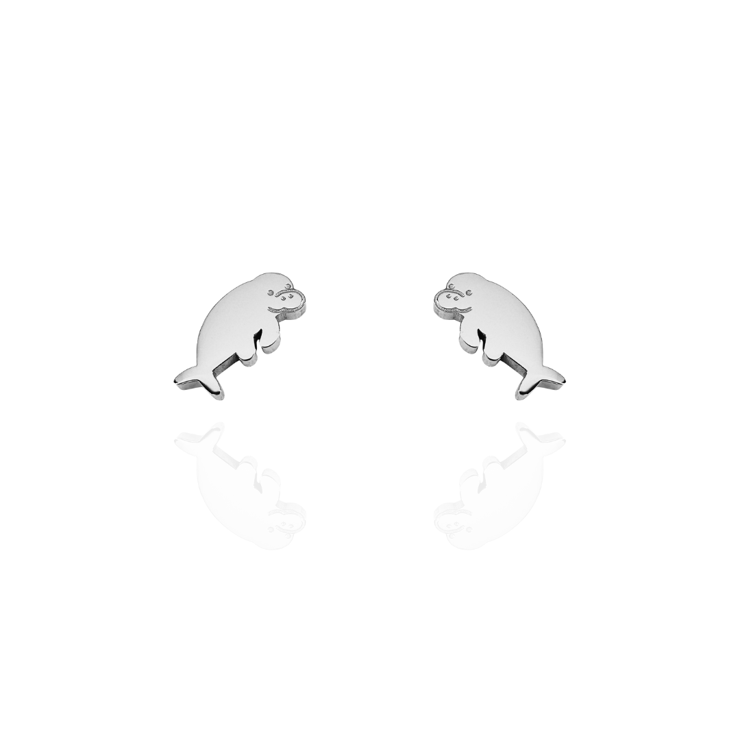 Dugong Earring Studs Silver