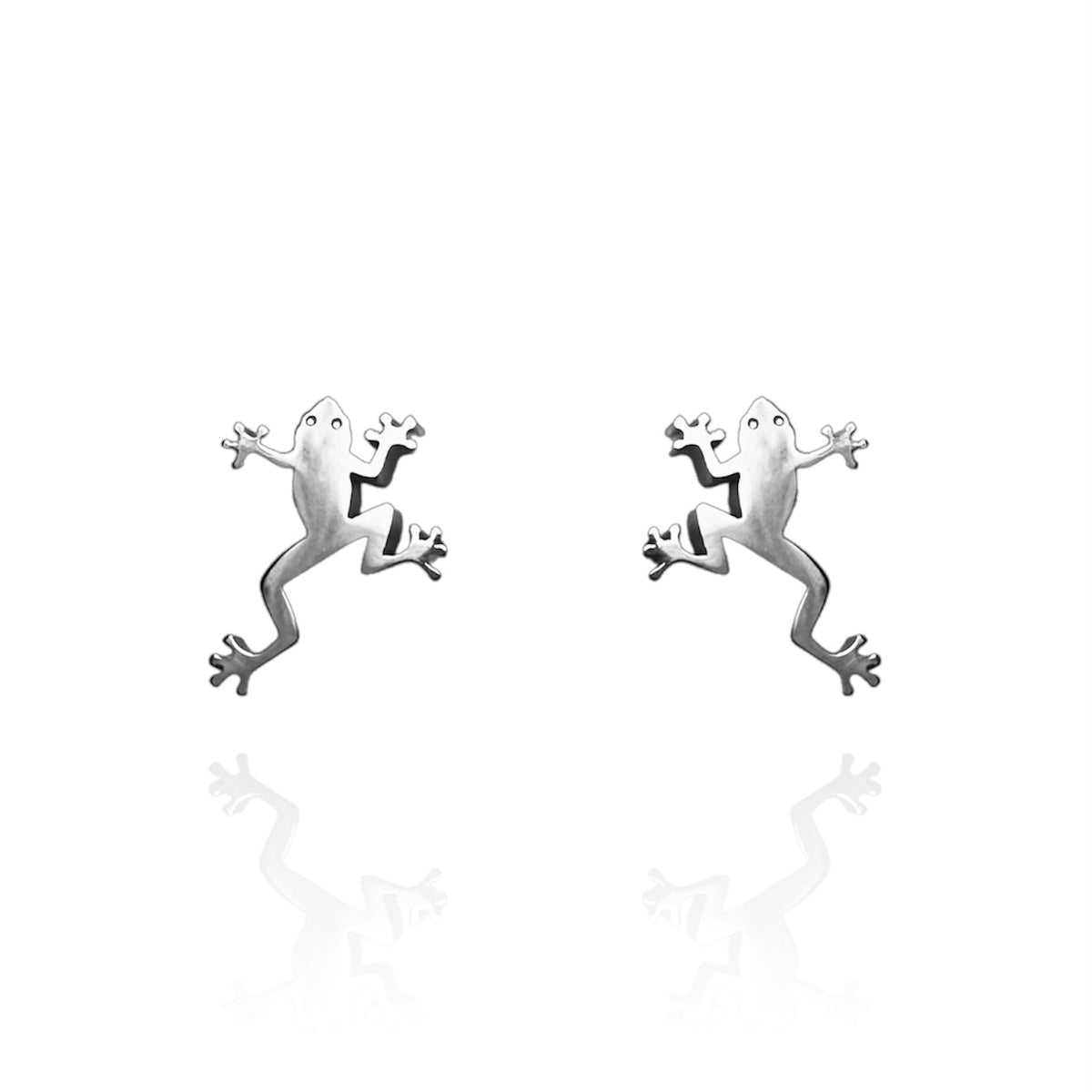 Green Tree Frog Earrings Silver
