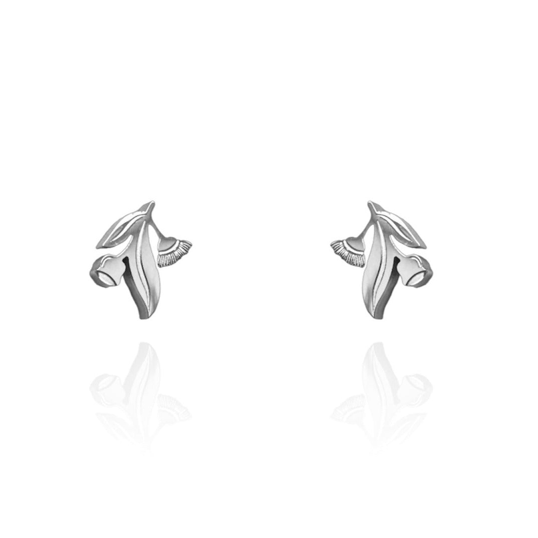 Eucalyptus Leaf Earring Studs Silver