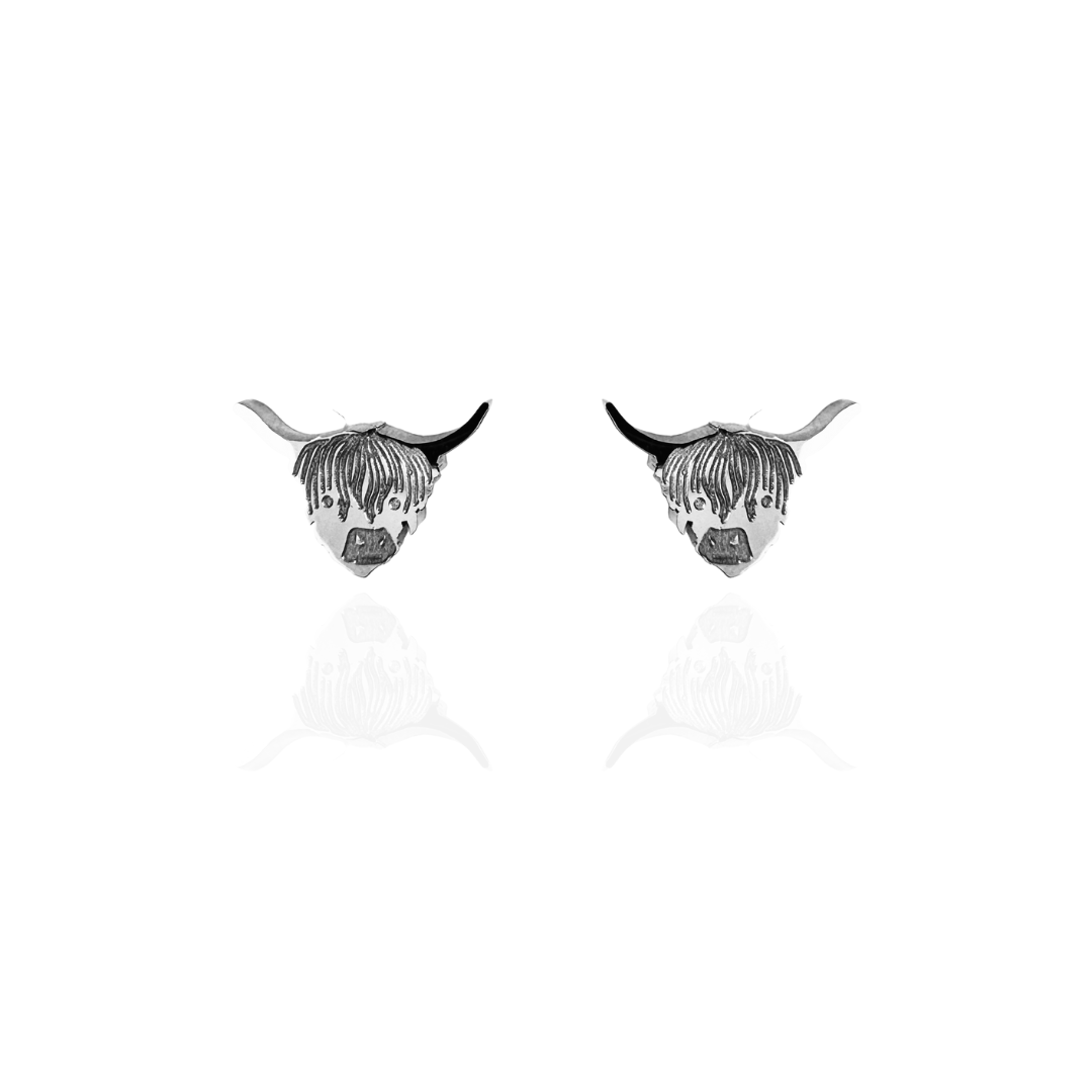 Highland Cow Earrings Silver