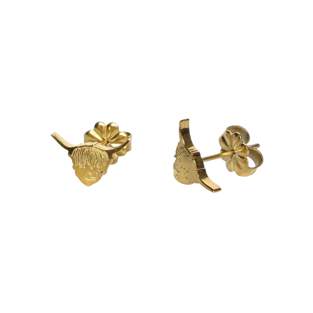 Highland Cow Earring Studs Gold