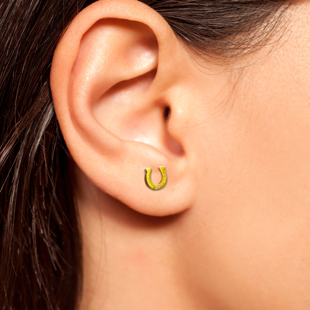 Horse Shoe Earring Studs Gold