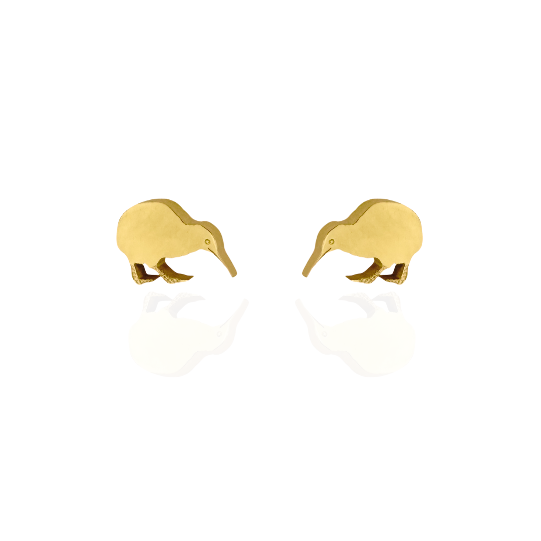 Kiwi Bird Earring Studs Gold