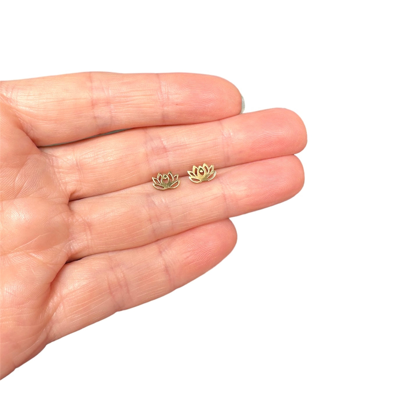 Lotus Flower Earring Studs Gold