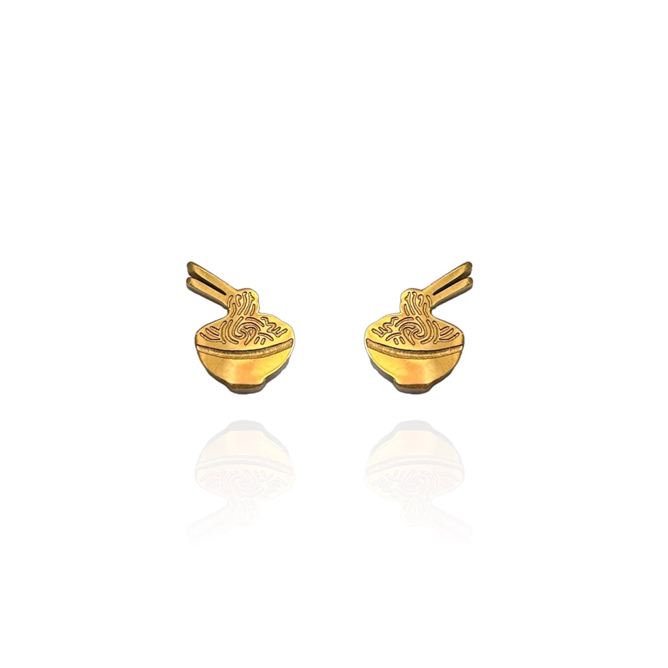 Ramen Noodle Earring Studs Gold