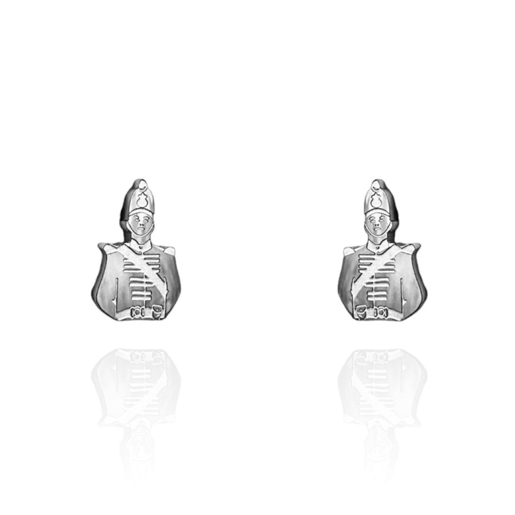 Red Coat Soldier Earring Studs Silver