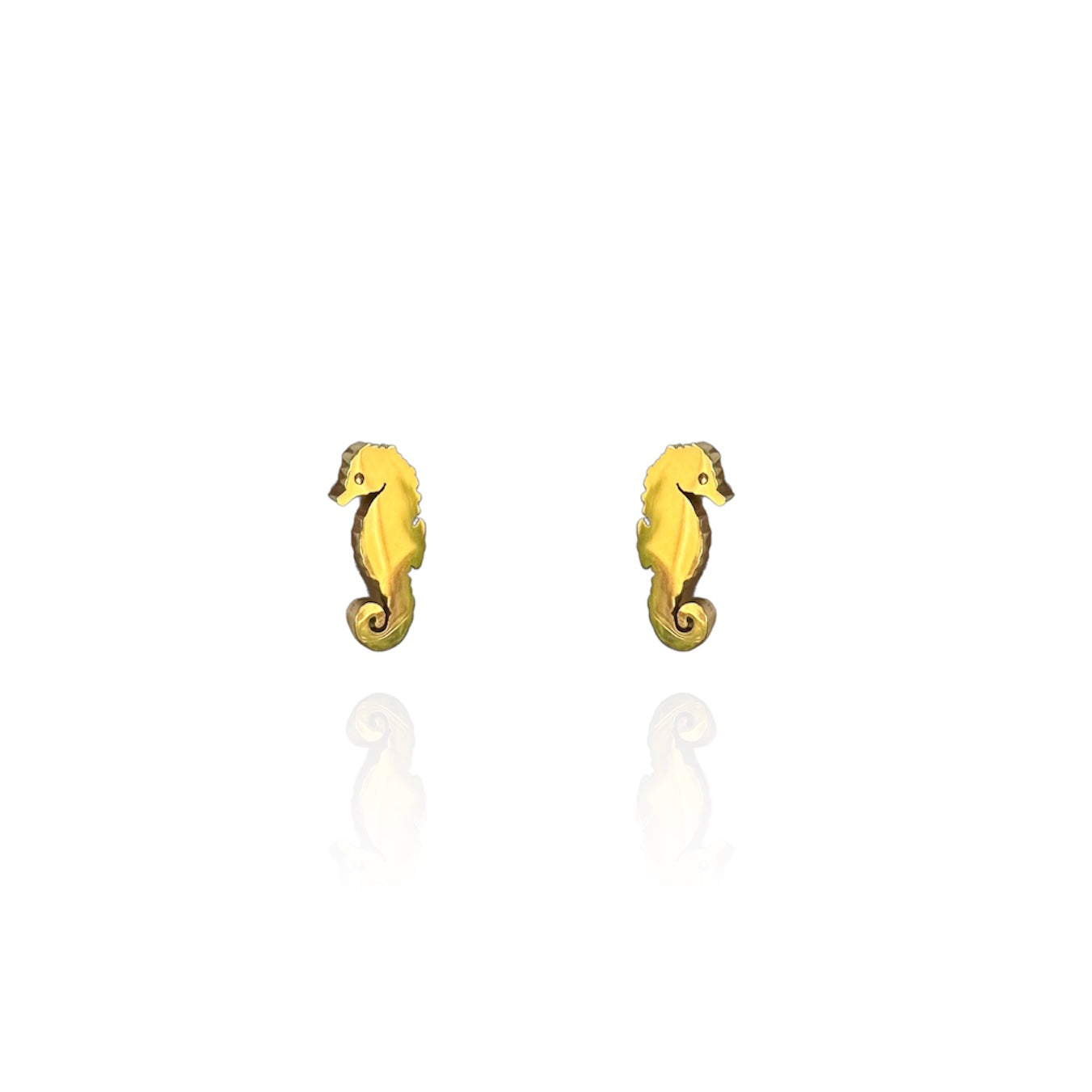 Sea Horse Earring Studs Gold