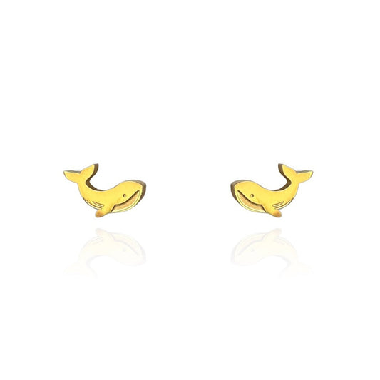 Whale Earring Studs Gold