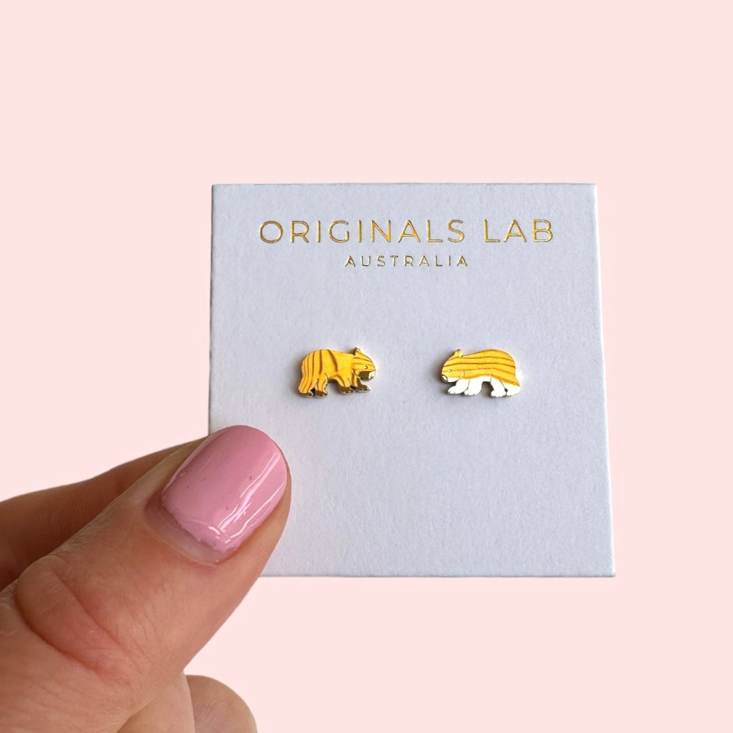 Wombat Earring Studs Gold