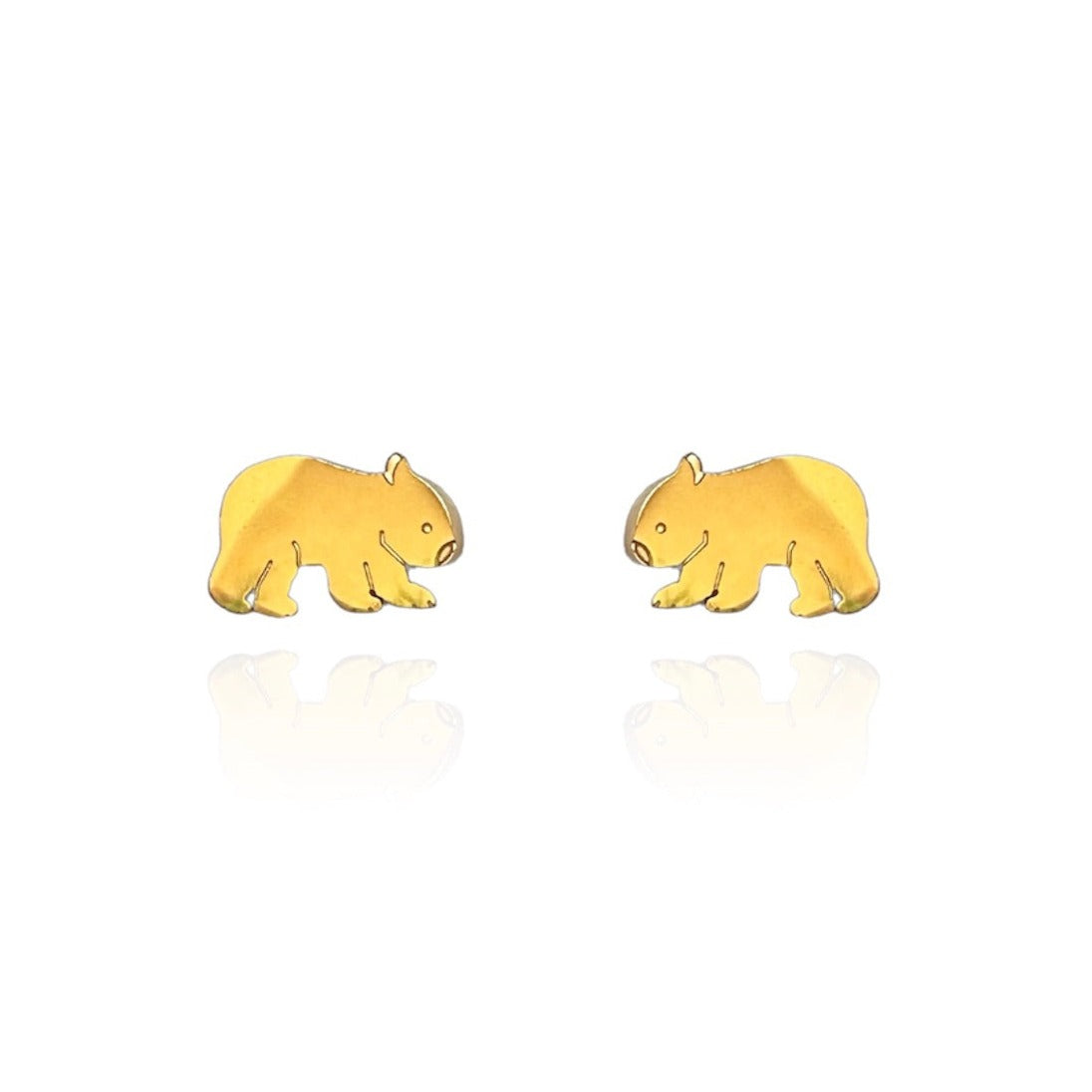 Wombat Earring Studs Gold