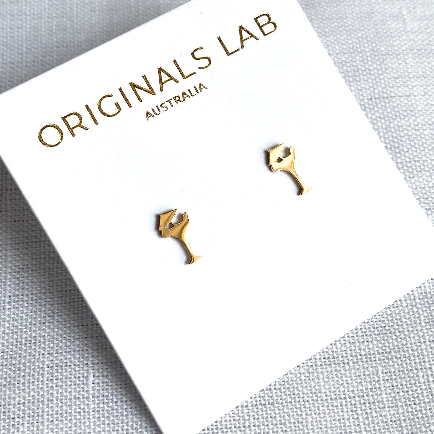 Cocktail Glass Earring Studs Gold