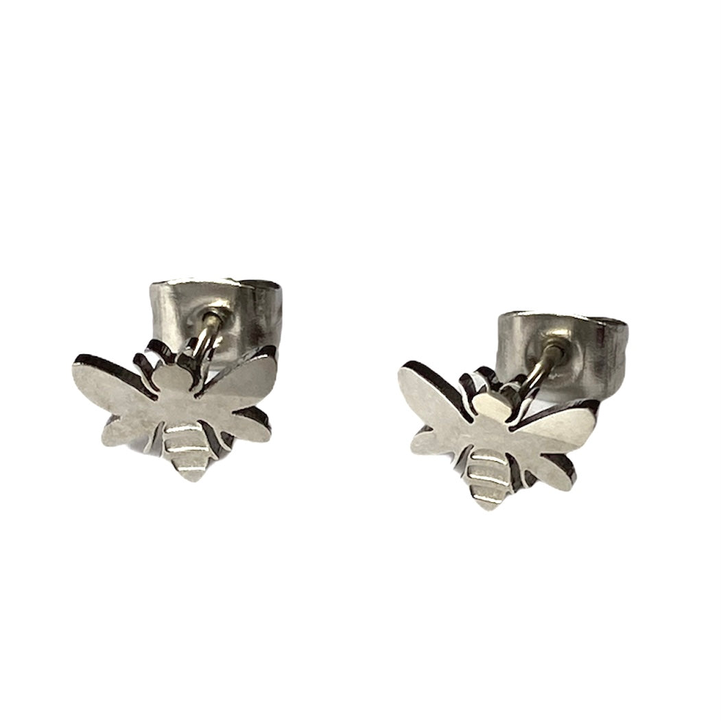 Bee Earring Studs Silver