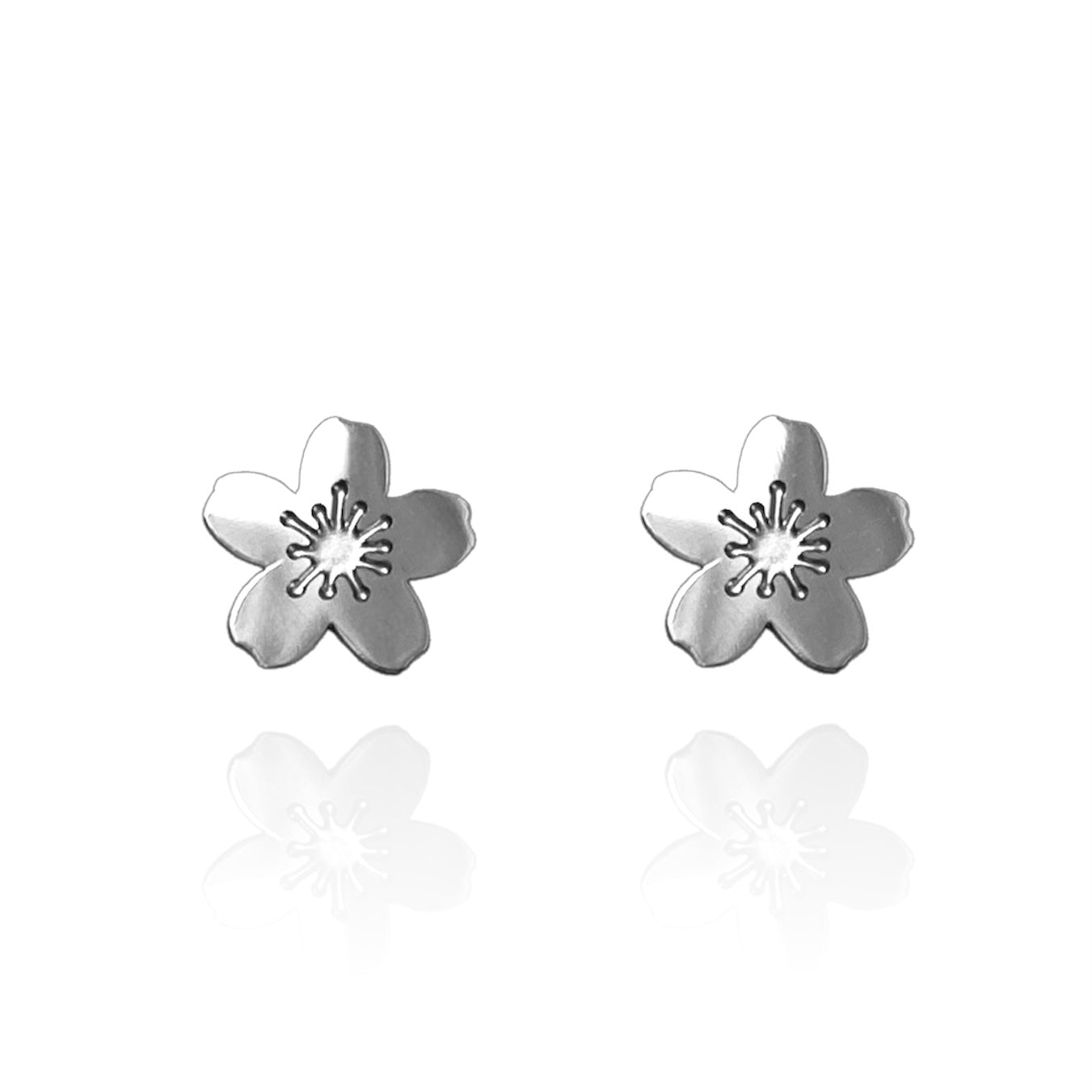 Cherry Blossom Sakura Earring Studs Silver