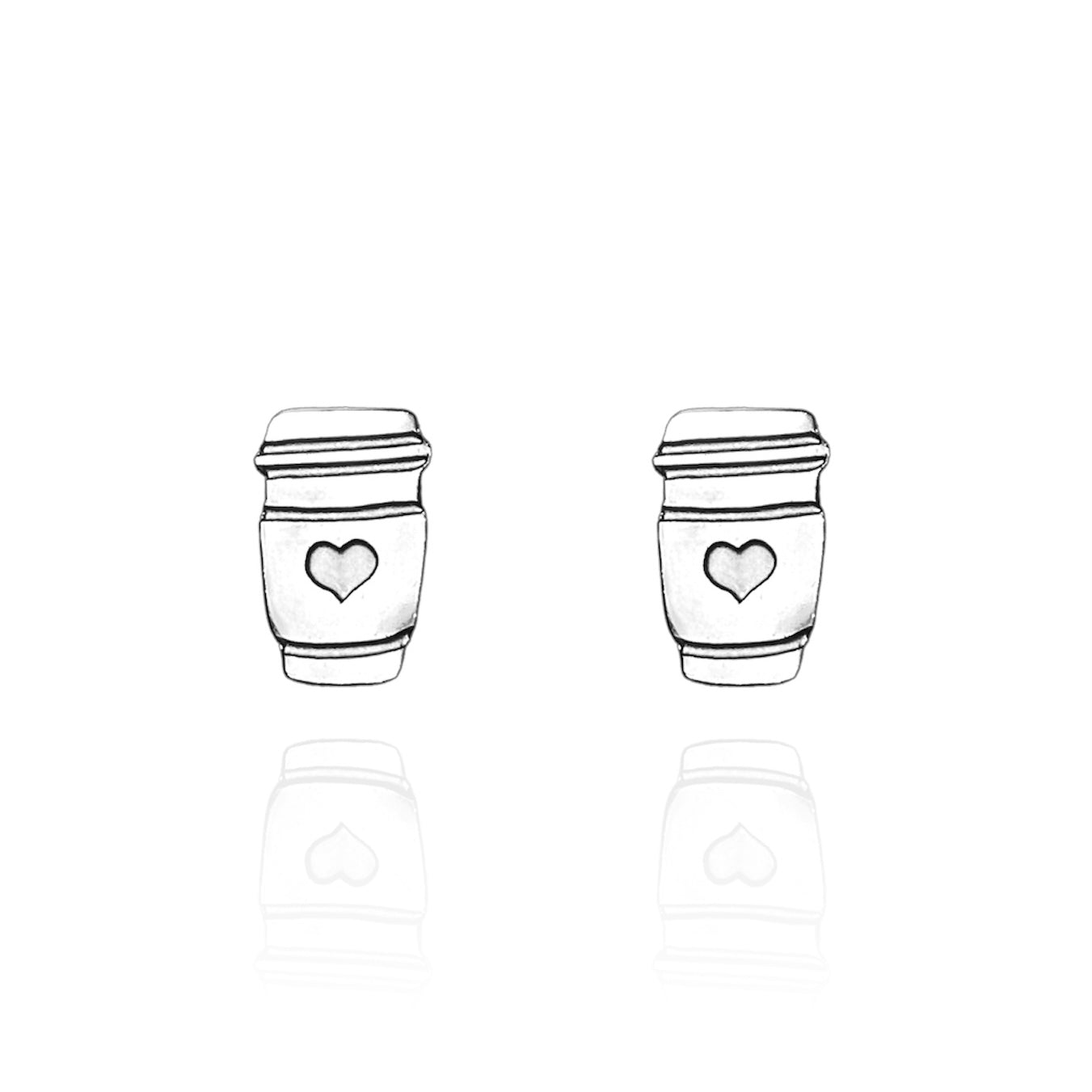 Coffee Lover Earring Studs Silver