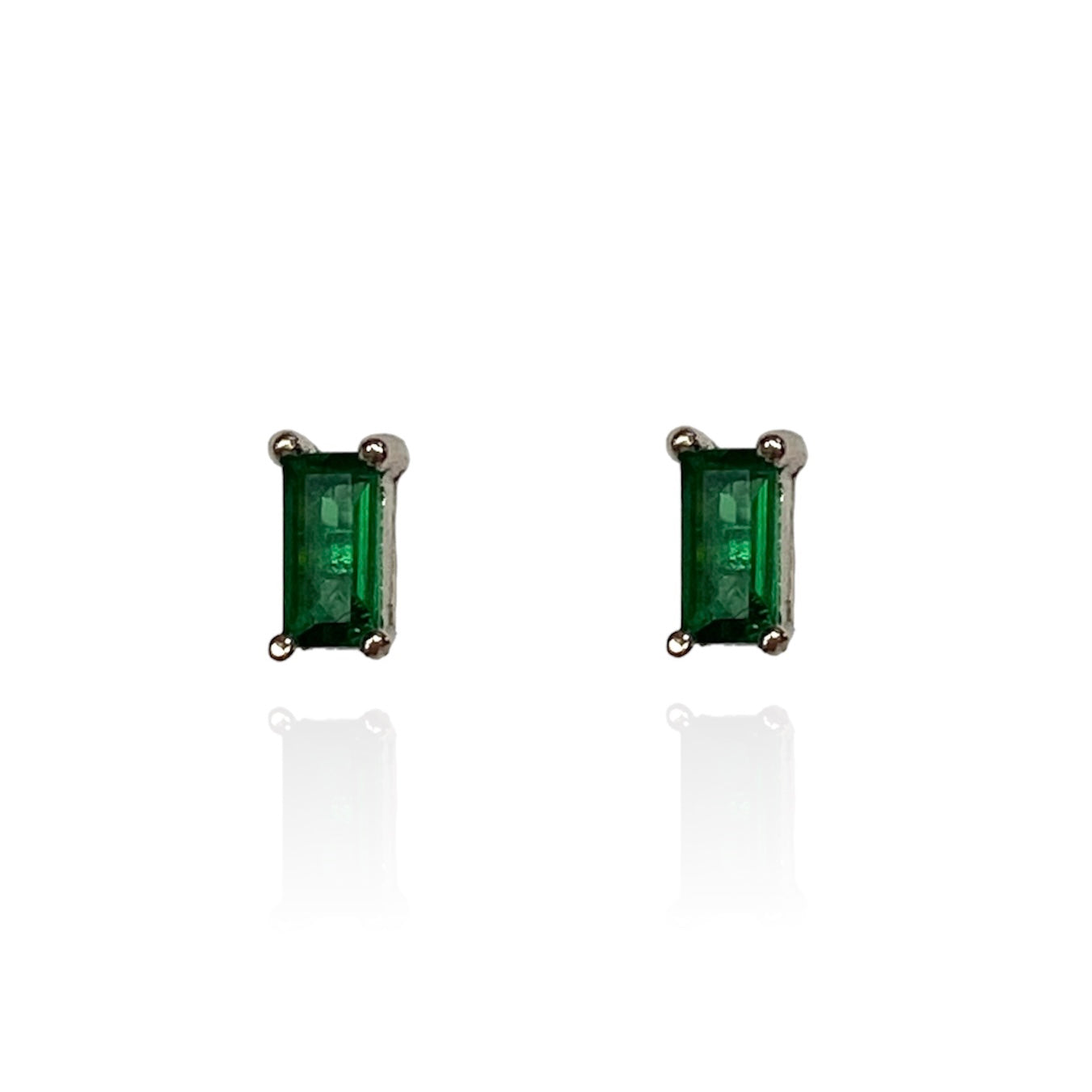 Silver Timeless Emerald Green Crystal Earrings