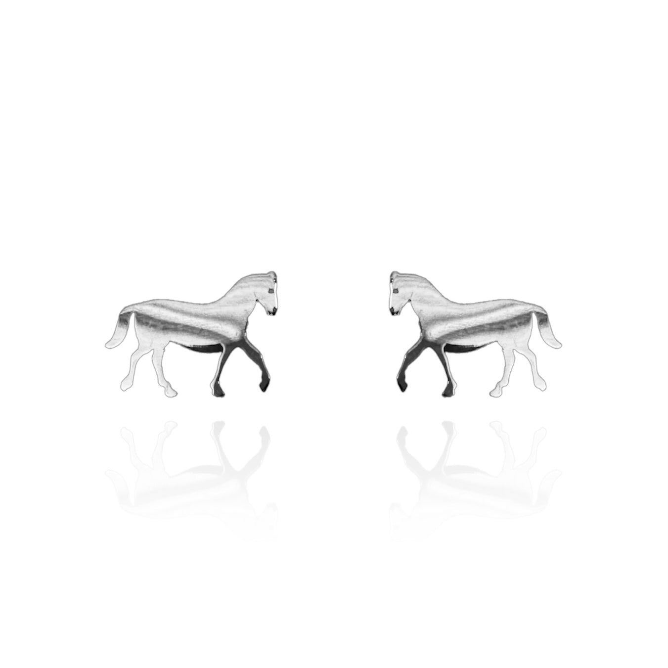 Horse Earring Studs Silver