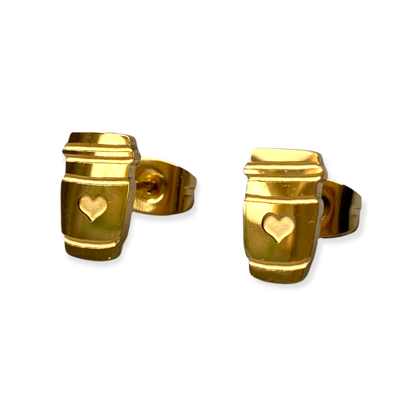 Coffee Lover Earring Studs Gold