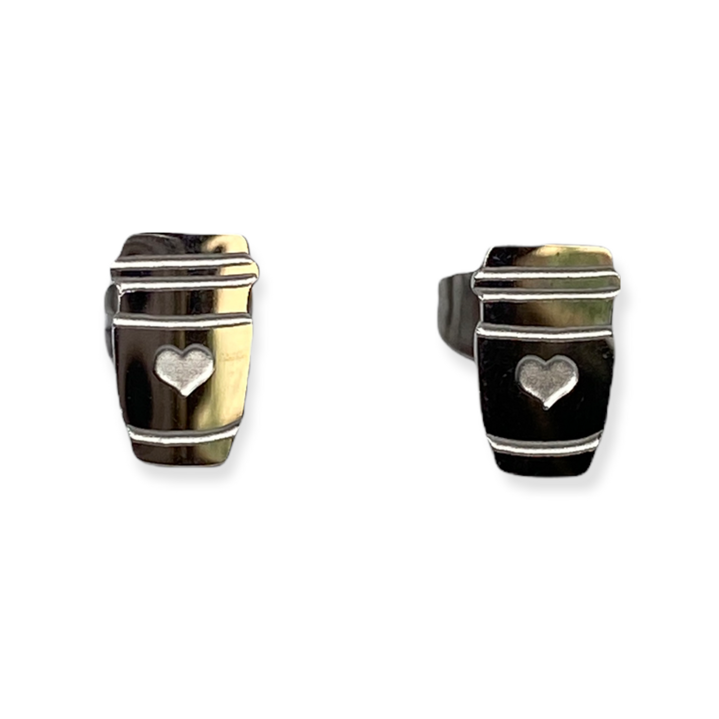 Coffee Lover Earring Studs Silver