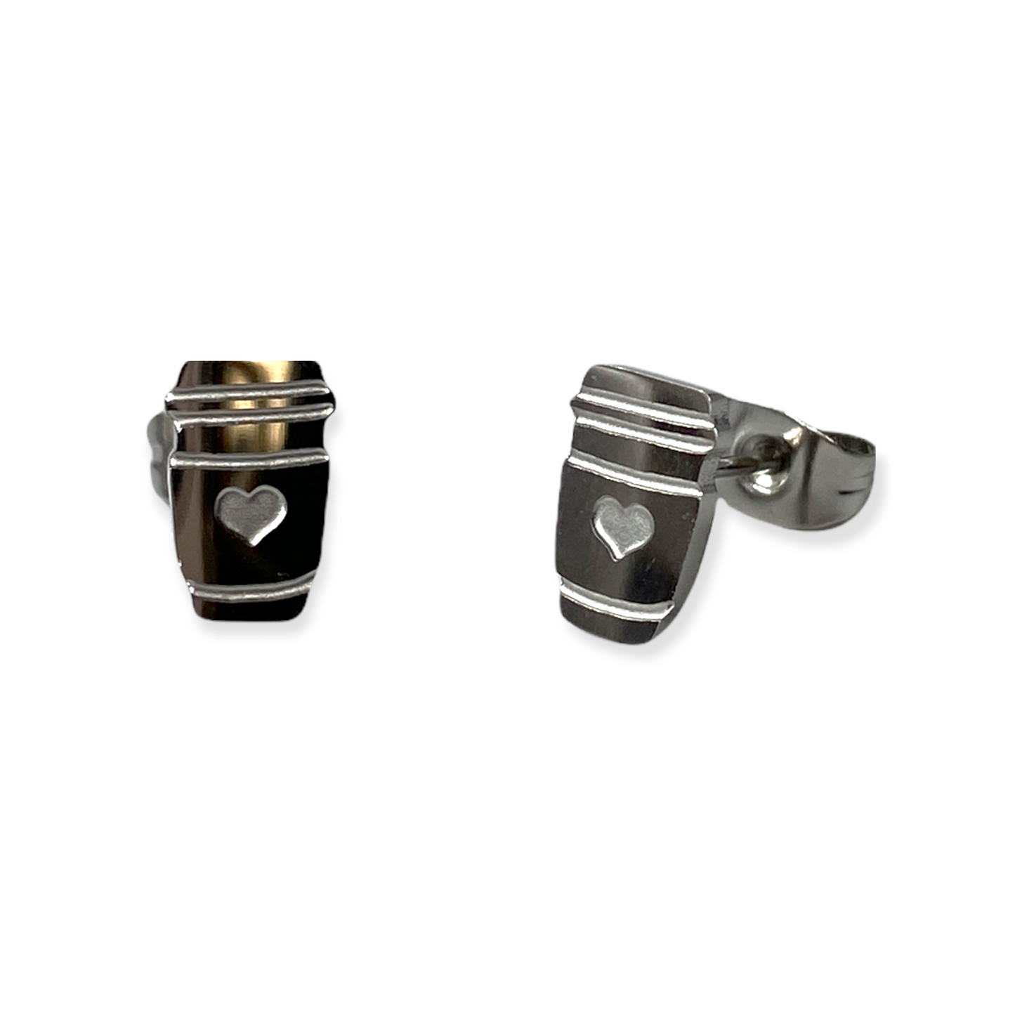Coffee Lover Earring Studs Silver