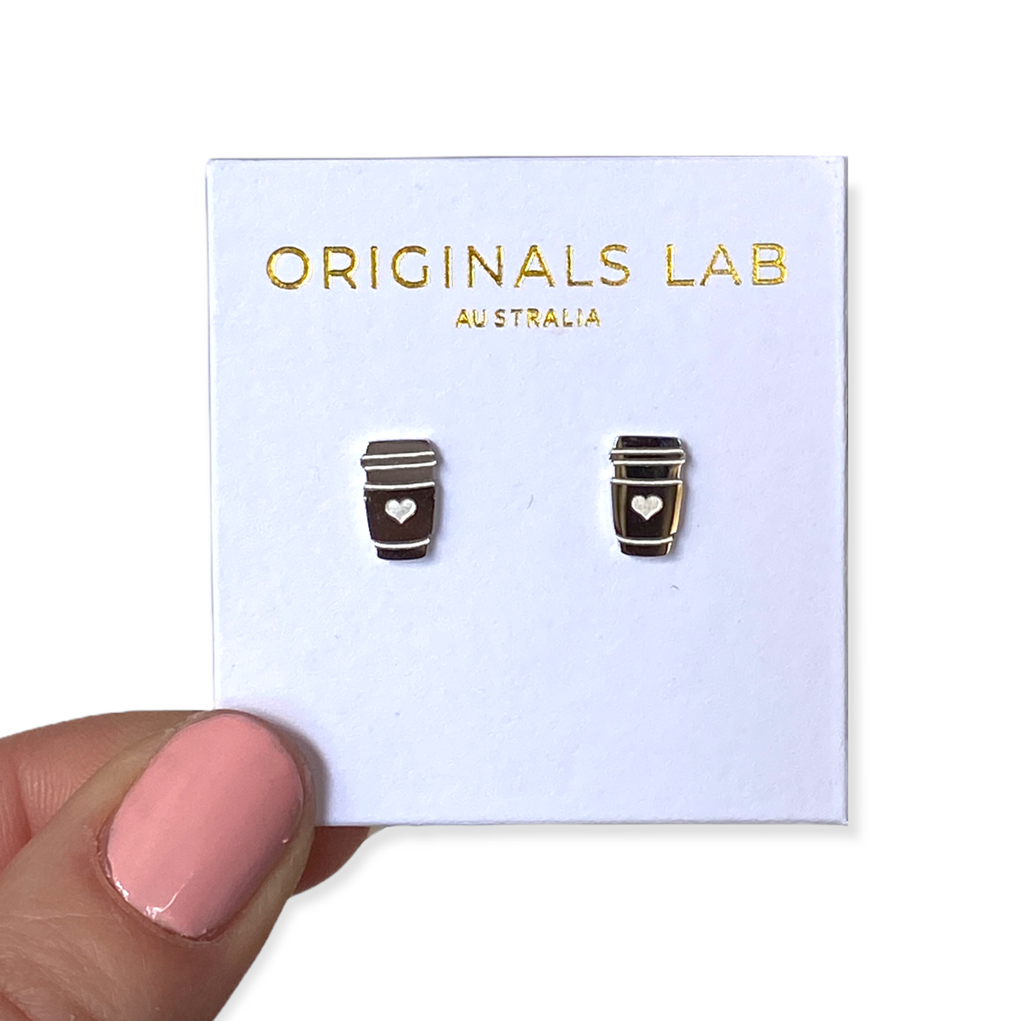 Coffee Lover Earring Studs Silver