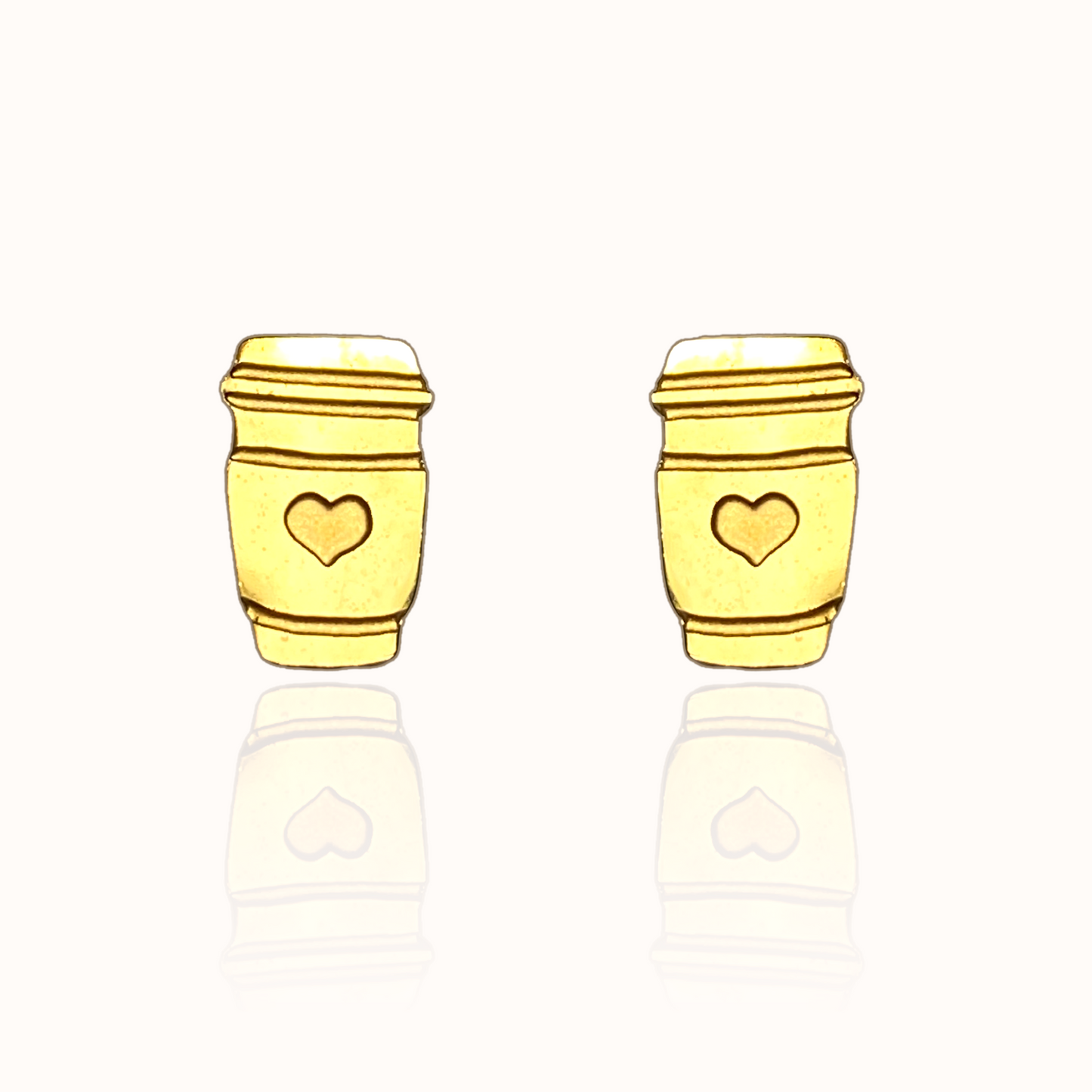 Coffee Lover Earring Studs Gold