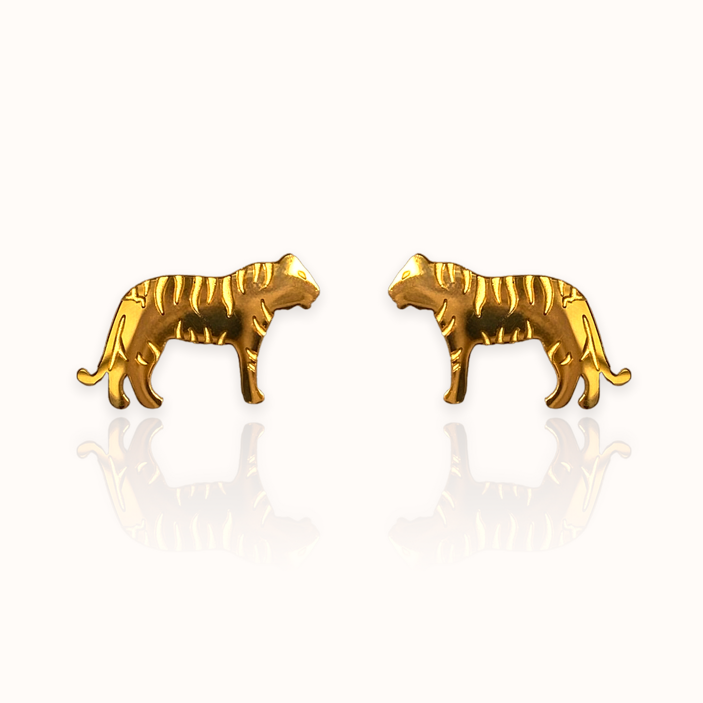 Tiger Earring Studs Gold