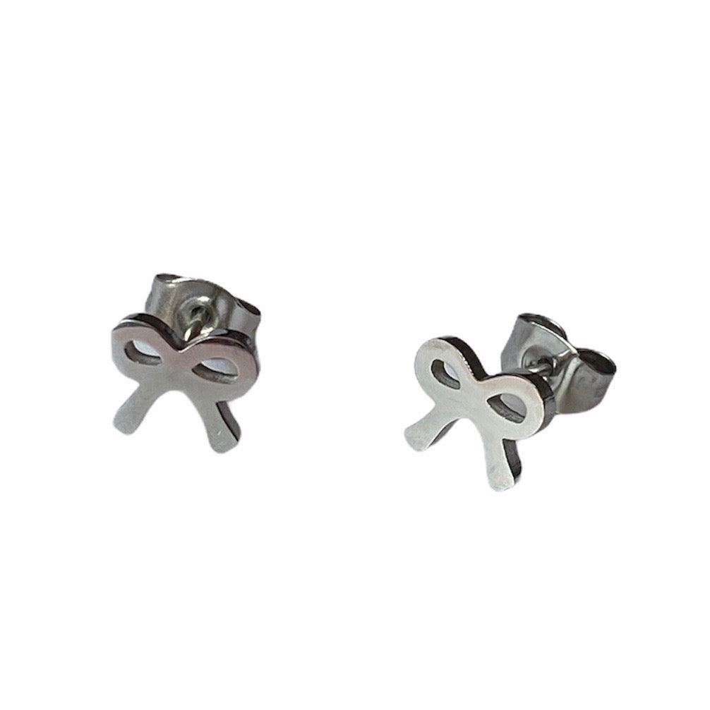 Bow Earring Studs Silver