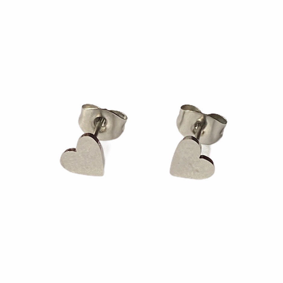 Heart Earring Studs Silver