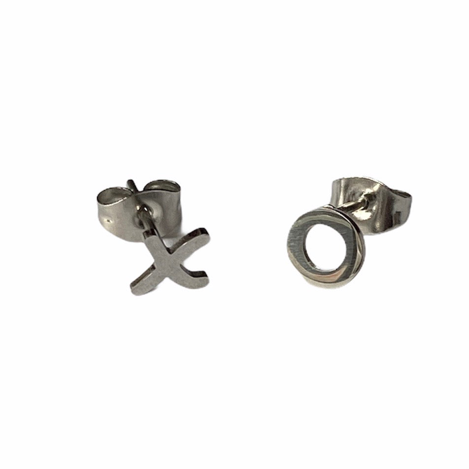 X & O Earring Studs Silver
