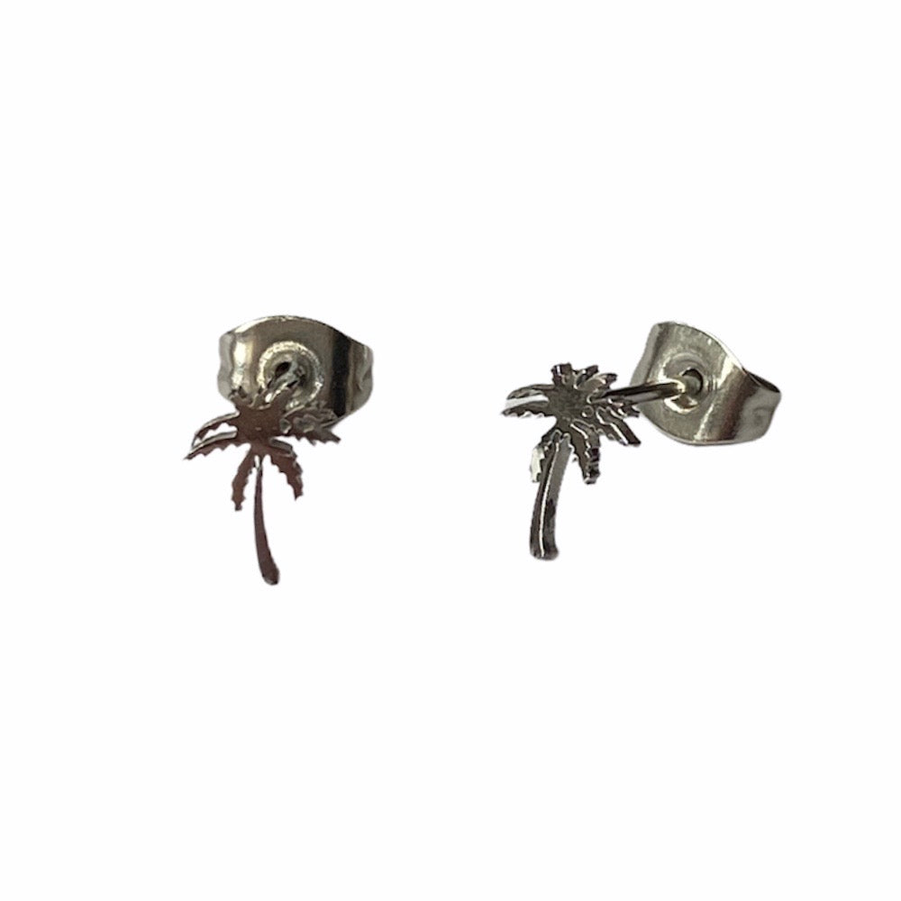 Palm Tree Earring Studs Silver