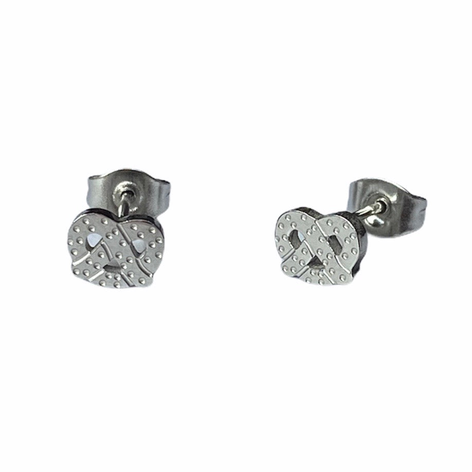 Pretzel Earring Studs Silver