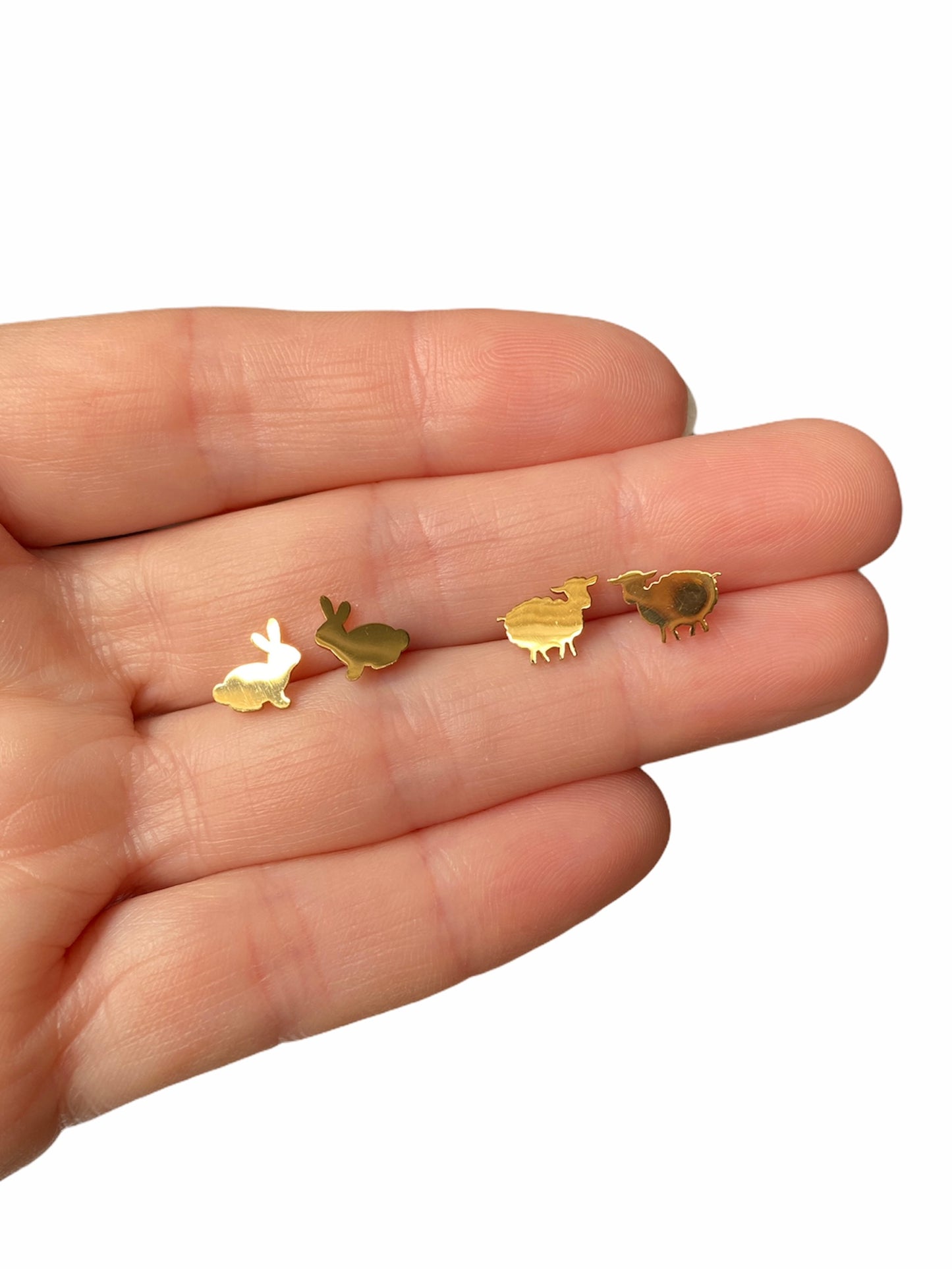 Rabbit Earring Studs Silver