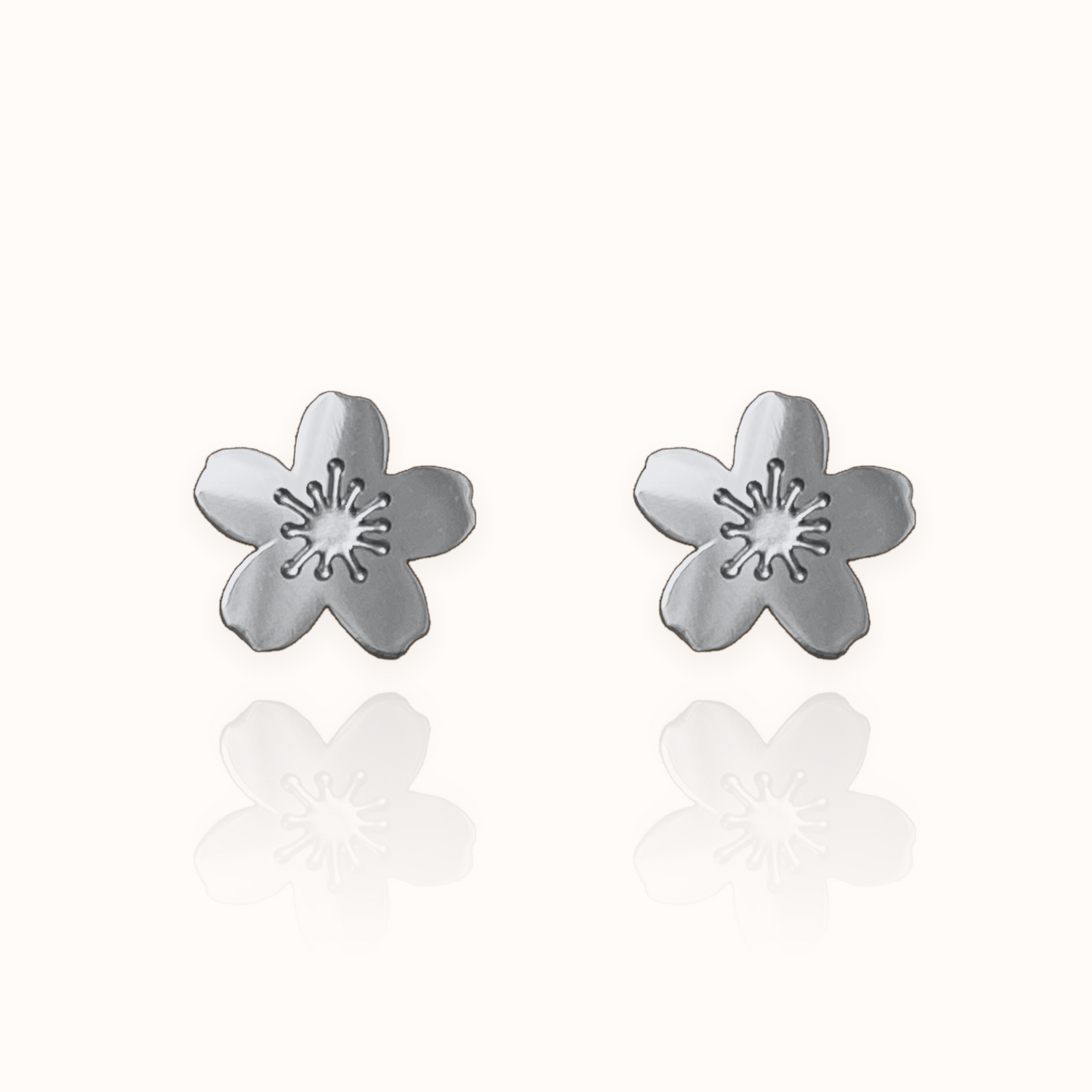 Cherry Blossom Sakura Earring Studs Silver