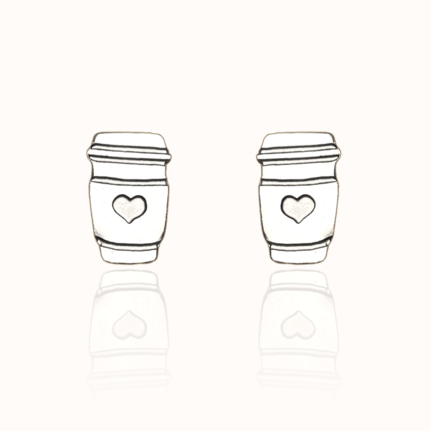 Coffee Lover Earring Studs Silver