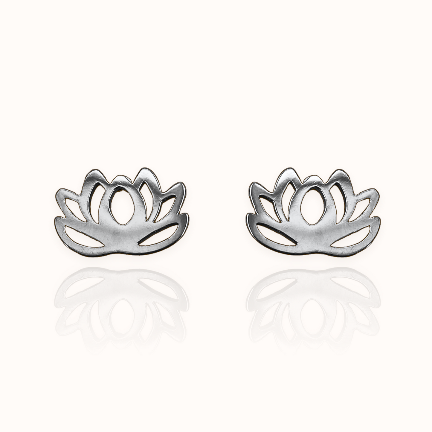 Lotus Flower Earring Studs Silver