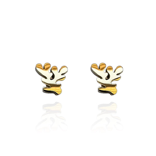 Matisse Inspired Coral Earring Studs Gold