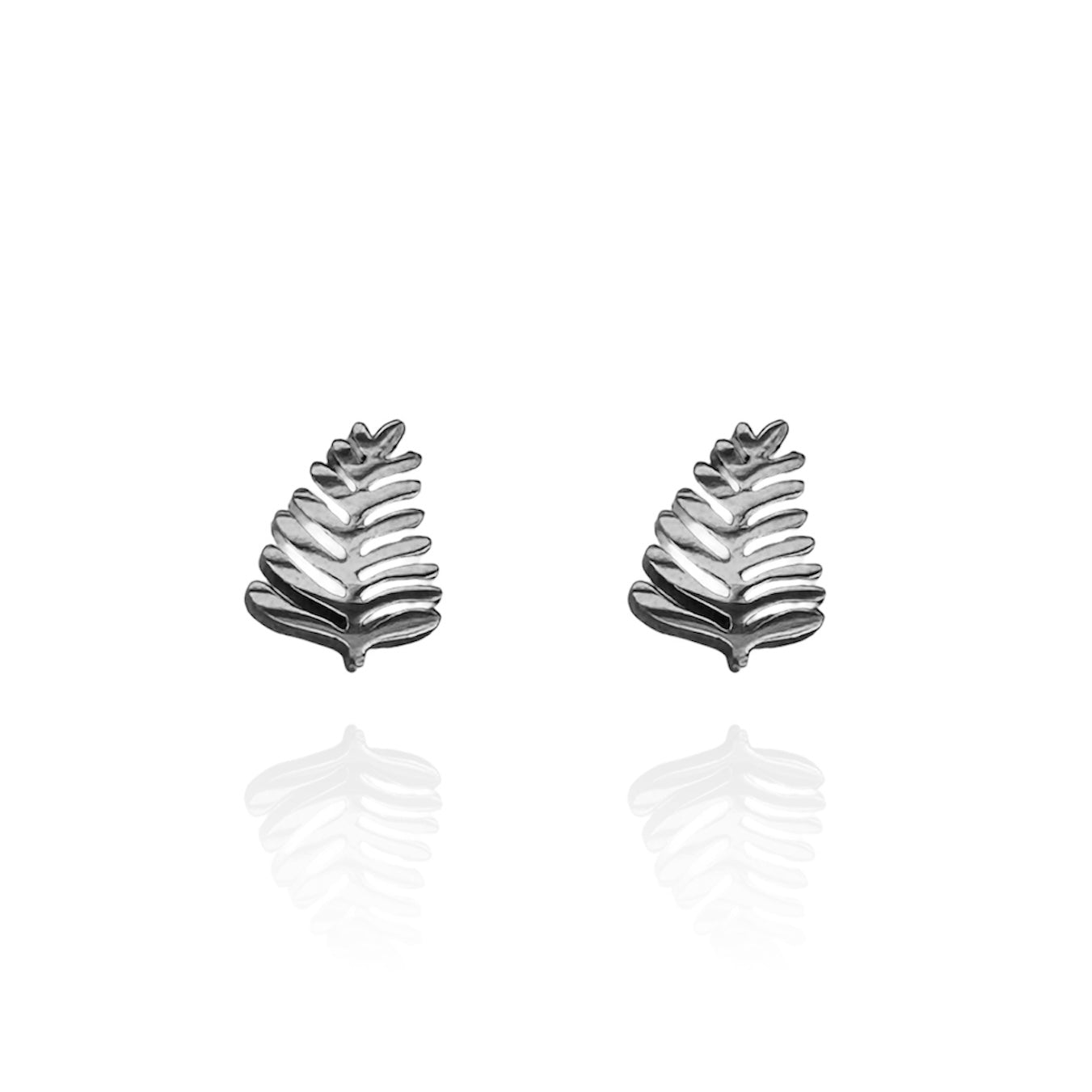 Fern Leaf Earring Studs Silver