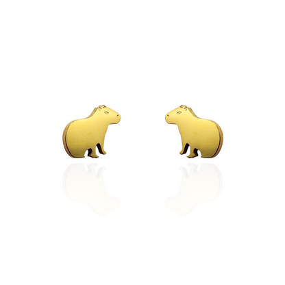 Capybara Earring Studs Gold