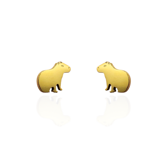 Capybara Earring Studs Gold