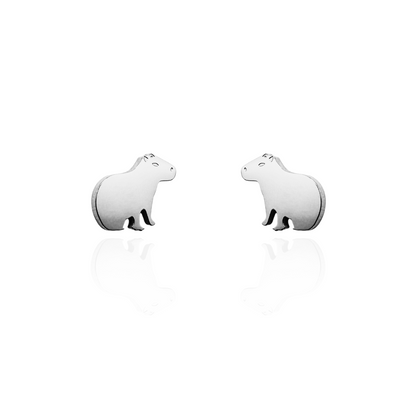 Capybara Earring Studs Silver