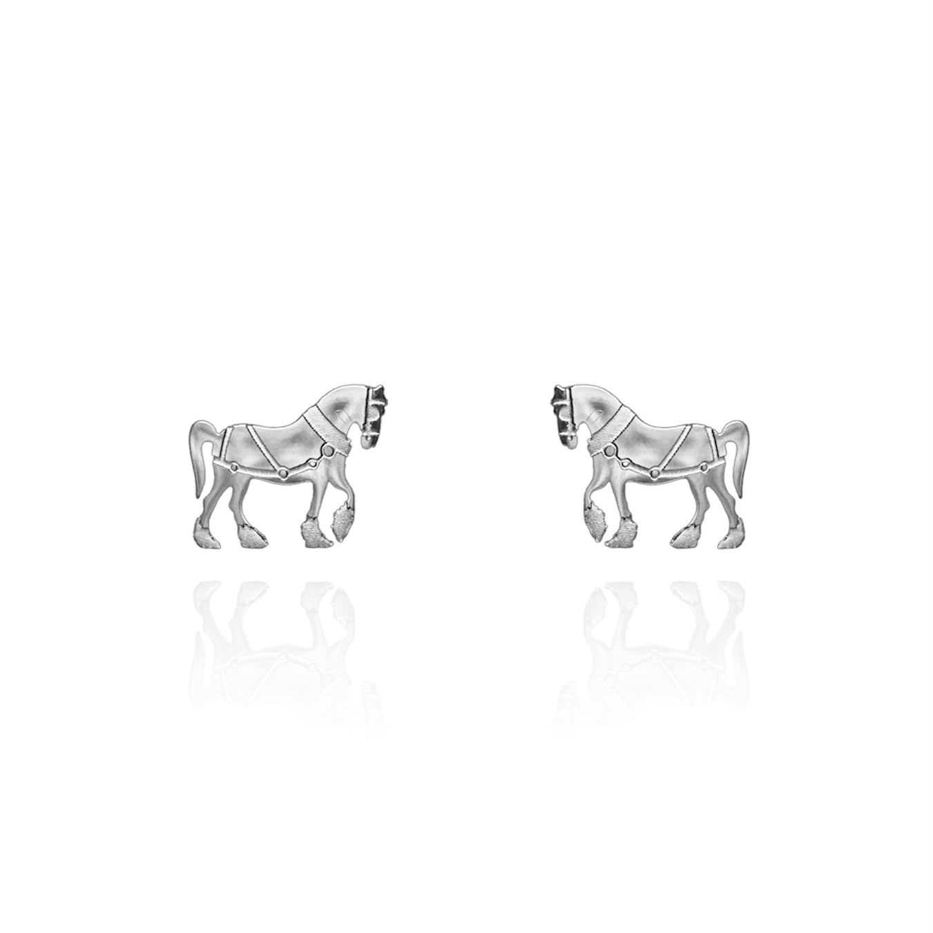 Clydesdale Horse Earring Studs Silver