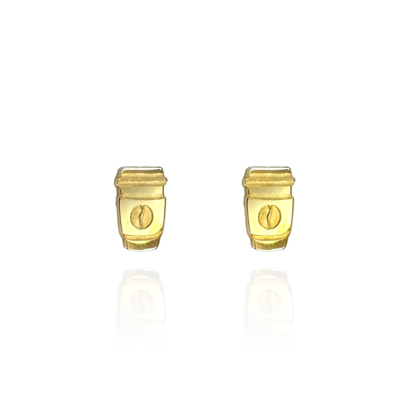 Coffee Bean Cup Earring Studs Gold