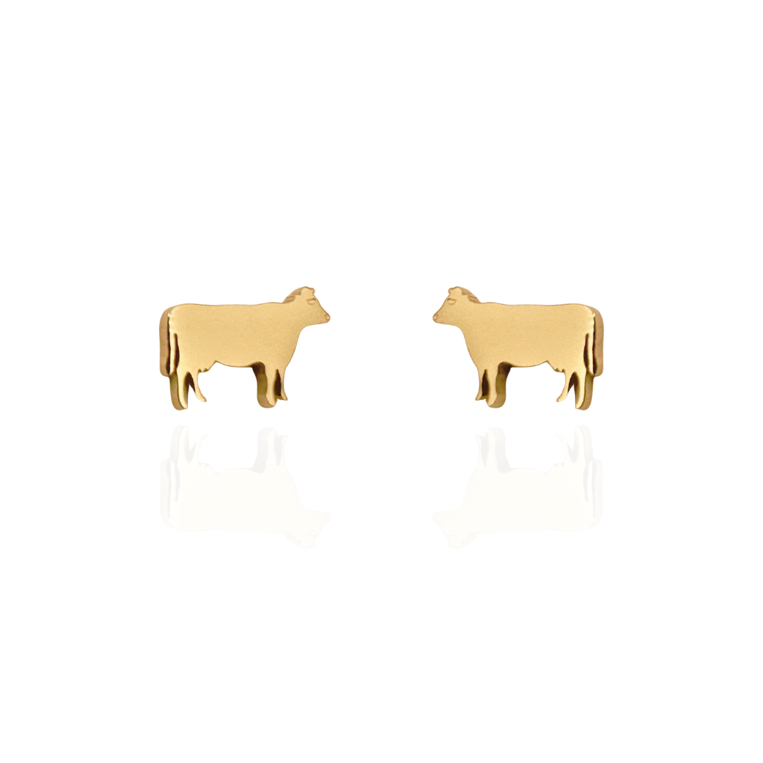 Cow Earring Studs Gold