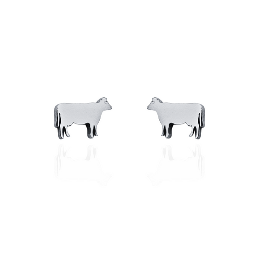 Cow Earring Studs Silver